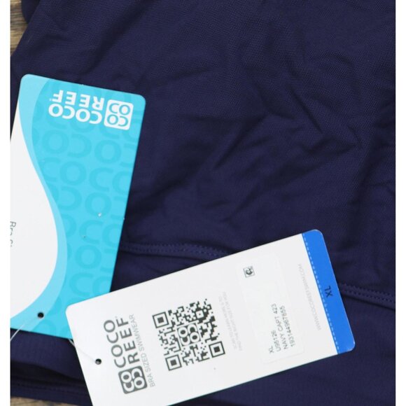 NWT Coco Reef Mesh Ruffle Tiered Layer Swim Skort Skirt Navy Captain Blue XL - Picture 5 of 8